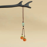 Vintage Glazed Persimmon Keychain Nepal Bead Charms