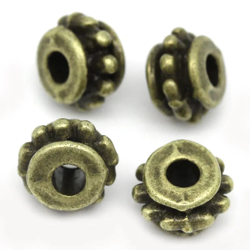 Antique Bronze Spacer Beads Dot Pattern Metal Beads DIY Jewelry,100PCs