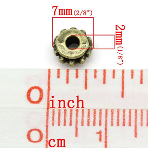 Antique Bronze Spacer Beads Dot Pattern Metal Beads DIY Jewelry,100PCs