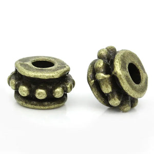 Antique Bronze Spacer Beads Dot Pattern Metal Beads DIY Jewelry,100PCs