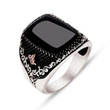 Vintage Signet Ring Ancient Silver Zircon & Pearl Stone Retro Islamic Jewelry