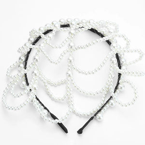 Vintage Pearls Mesh Headband Hairbands for Women