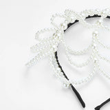 Vintage Pearls Mesh Headband Hairbands for Women