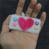 Vintage Harajuku Beads Heart Plush Hairpin Sweet Girly Charm Hair Clip