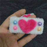 Vintage Harajuku Beads Heart Plush Hairpin Sweet Girly Charm Hair Clip