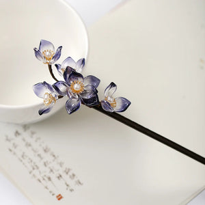 Vintage Flower Hairpins Wooden Pearls Hair Sticks