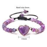 Vintage Heart Charm Lapis lazuli Quartz Beaded Bracelet For Women
