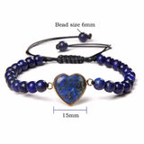 Vintage Heart Charm Lapis lazuli Quartz Beaded Bracelet For Women