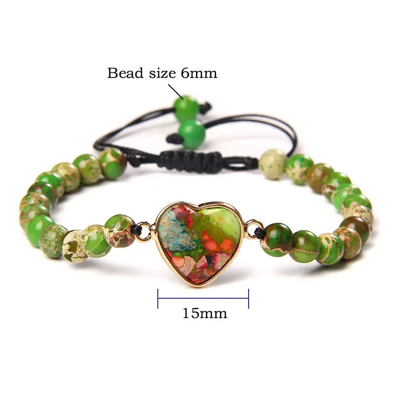Vintage Heart Charm Lapis lazuli Quartz Beaded Bracelet For Women