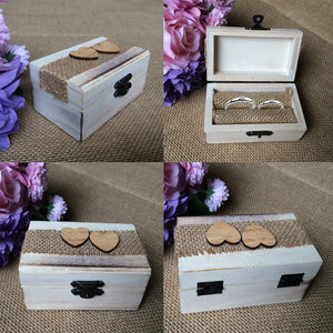 Vintage Heart Decor Wooden Ring Box Ring Holder Wedding Party