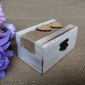 Vintage Heart Decor Wooden Ring Box Ring Holder Wedding Party
