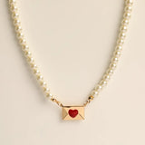 Vintage Heart Love Envelopment Pendant Necklace for Women
