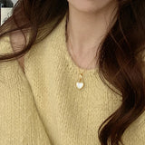 Vintage Heart Pendant Necklace for Women Clavicle Chain Choker Jewelry