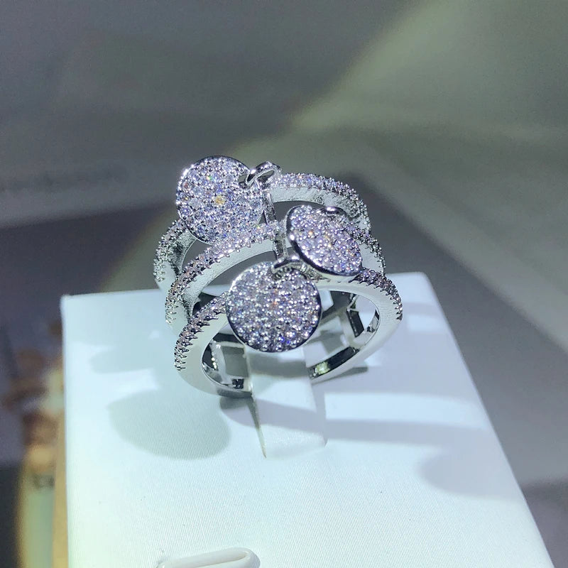 Vintage Heart Promise Ring Simulated Diamond 925 Sterling Silver