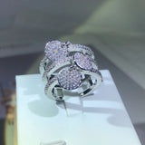 Vintage Heart Promise Ring Simulated Diamond 925 Sterling Silver