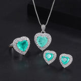 Vintage Heart-Shaped Paraiba Tourmaline Jewelry Set