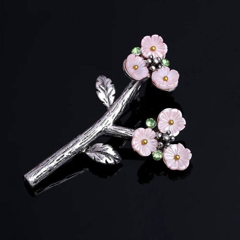 Vintage High Shell Plum Blossom Flower Brooches For Women