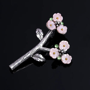 Vintage High Shell Plum Blossom Flower Brooches For Women