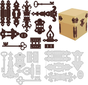 Vintage Hinge Cutting Dies Stencils for Box Decoration, Cardboard Connection