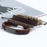 Vintage Hippie Leather Bracelets Set Charms Multilayer Bangle