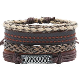 Vintage Hippie Leather Bracelets Set Charms Multilayer Bangle