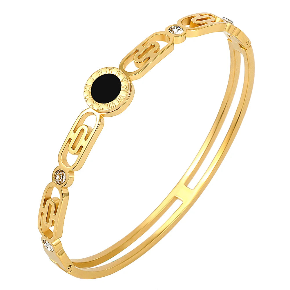 Vintage Hollow Roman Numerals Charm Bracelet Women Men Jewelry