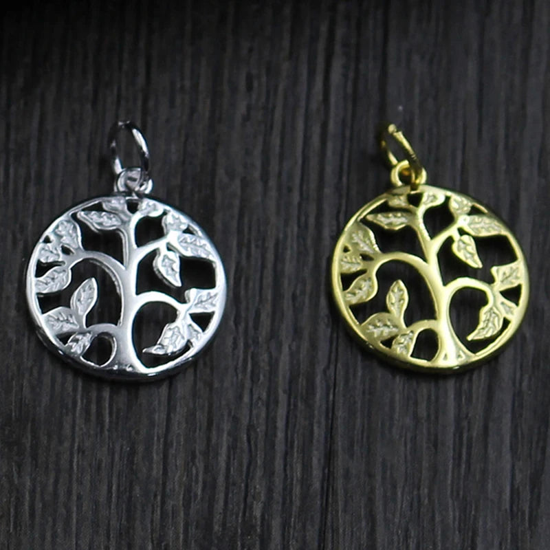 Life Tree S925 Charms Round Pendants 925 Sterling Silver DIY