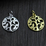 Life Tree S925 Charms Round Pendants 925 Sterling Silver DIY