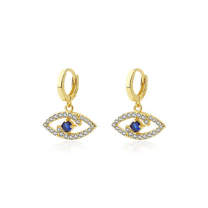 Vintage Hollow Devil's Eye Dangle Earrings 925 Sterling Silver