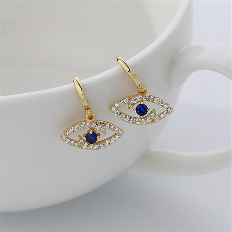 Vintage Hollow Devil's Eye Dangle Earrings 925 Sterling Silver