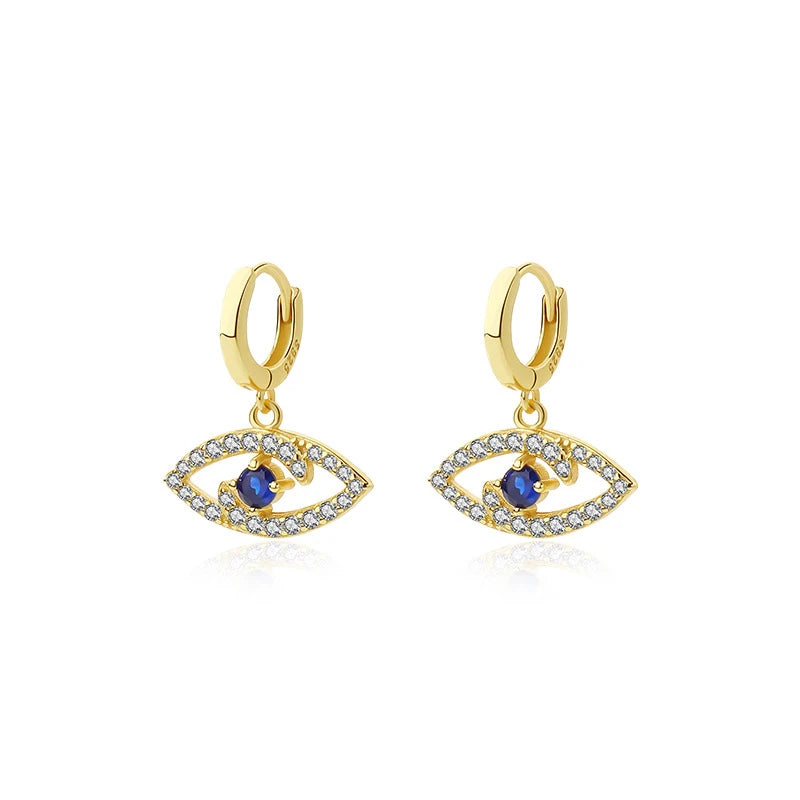 Vintage Hollow Devil's Eye Dangle Earrings 925 Sterling Silver