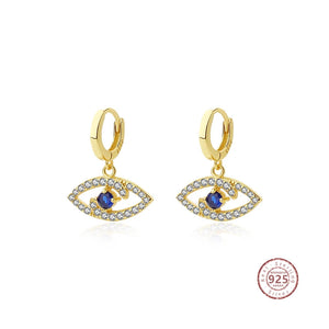 Vintage Hollow Devil's Eye Dangle Earrings 925 Sterling Silver