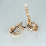 Vintage Zircon Hoop Flower Earrings Rose Wedding Jewelry