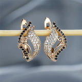 Vintage Zircon Hoop Flower Earrings Rose Wedding Jewelry