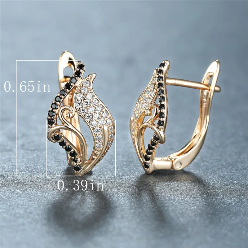 Vintage Zircon Hoop Flower Earrings Rose Wedding Jewelry