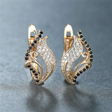 Vintage Zircon Hoop Flower Earrings Rose Wedding Jewelry