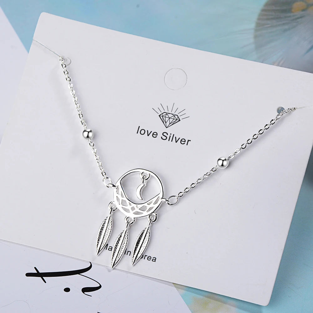 Vintage Hollow Dream Catcher 925 Silver Bracelet For Women