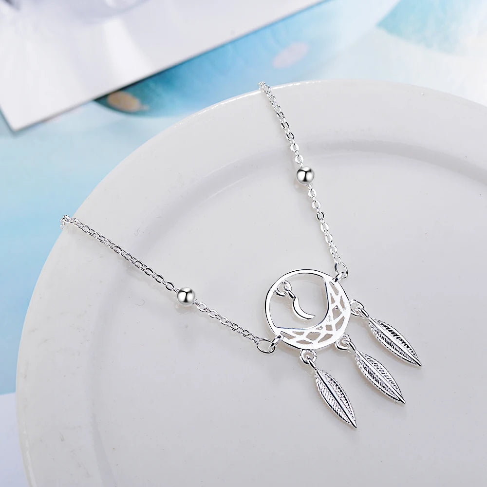 Vintage Hollow Dream Catcher 925 Silver Bracelet For Women