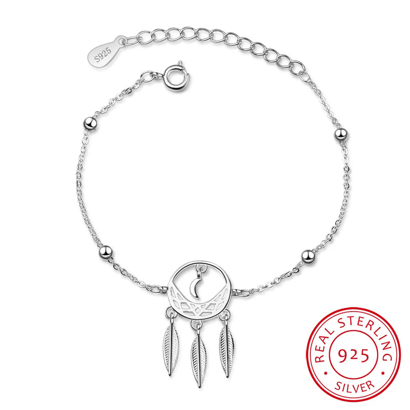 Vintage Hollow Dream Catcher 925 Sterling Silver Charm Bracelet