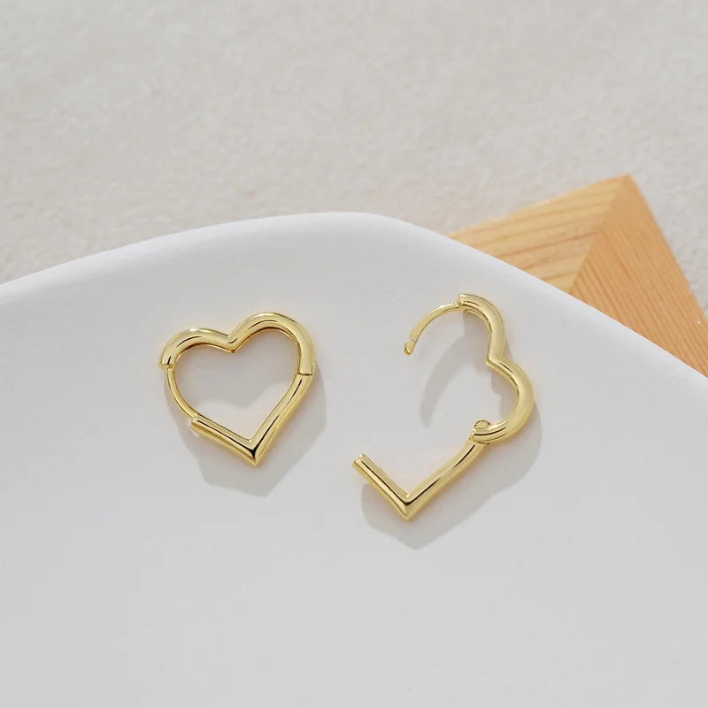 Vintage Golden Heart Hoop Earrings Small Jewelry