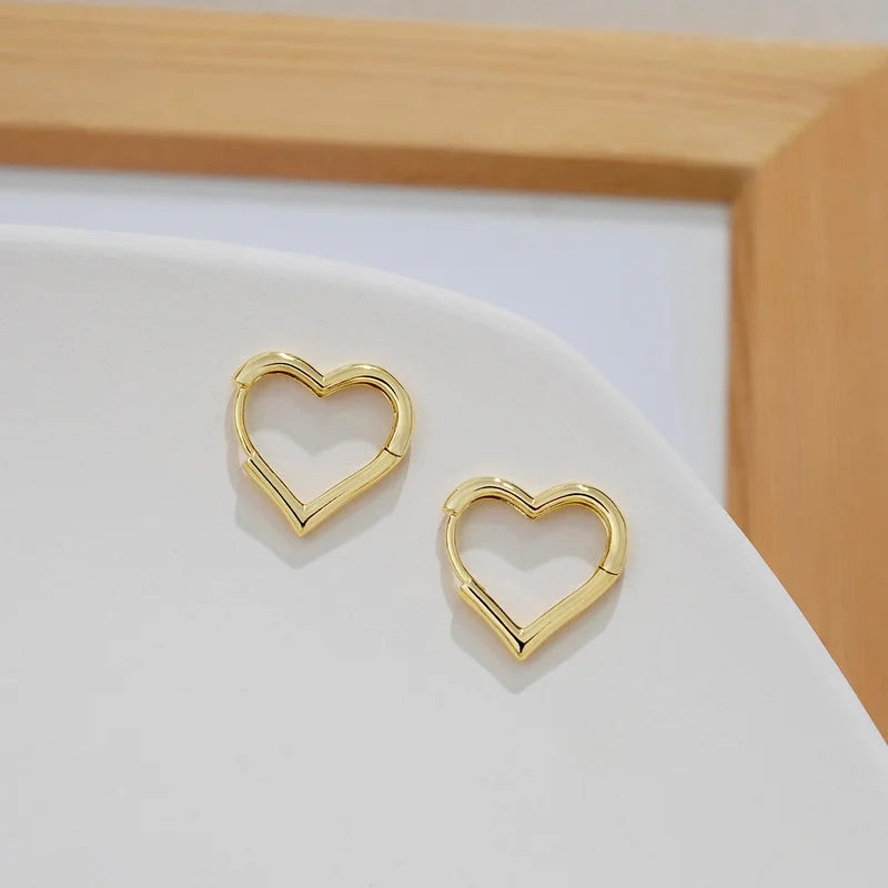 Vintage Golden Heart Hoop Earrings Small Jewelry