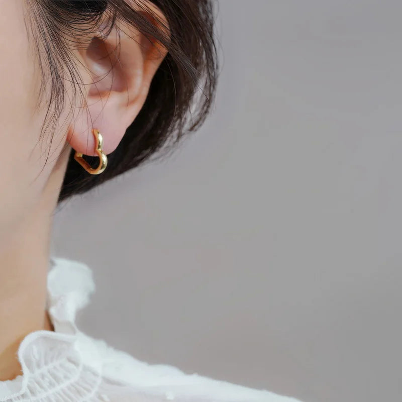 Vintage Golden Heart Hoop Earrings Small Jewelry