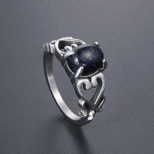 Vintage Stainless Steel Garnet Red Sandstone Ring Men Women Love Charm