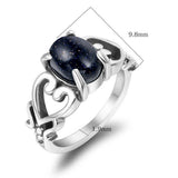 Vintage Stainless Steel Garnet Red Sandstone Ring Men Women Love Charm