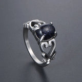 Vintage Stainless Steel Garnet Red Sandstone Ring Men Women Love Charm