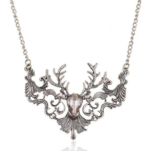 Vintage Deer Pendant Necklace for Women Halloween Jewelry