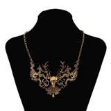Vintage Deer Pendant Necklace for Women Halloween Jewelry