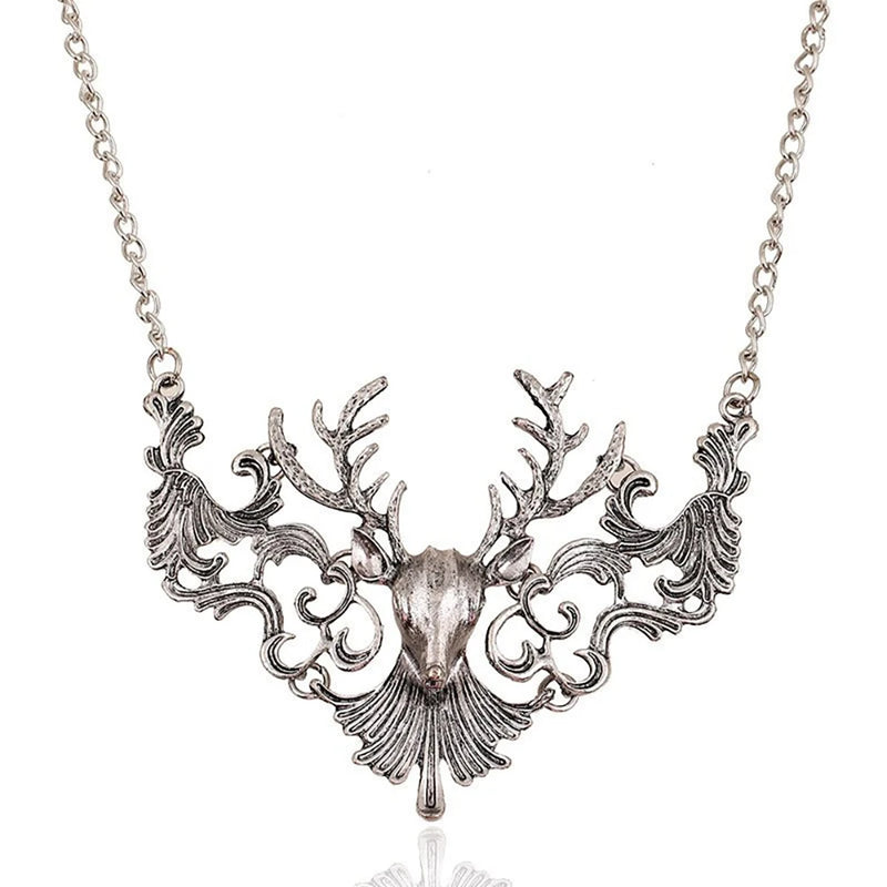 Vintage Deer Pendant Necklace for Women Halloween Jewelry