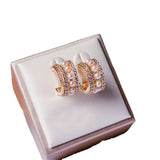 Vintage Natural Fresh Water Pearl Diamond Circle Stud Earrings Silver 925