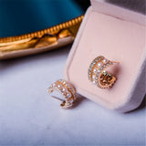 Vintage Natural Fresh Water Pearl Diamond Circle Stud Earrings Silver 925
